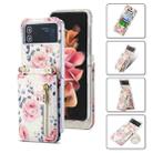 For Samsung Galaxy Z Flip4 POLA Rose Pattern Multi-Card Slots Zipper Wallet Phone Case(White) - 1