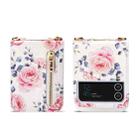 For Samsung Galaxy Z Flip4 POLA Rose Pattern Multi-Card Slots Zipper Wallet Phone Case(White) - 2