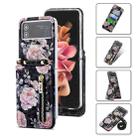 For Samsung Galaxy Z Flip4 POLA Rose Pattern Multi-Card Slots Zipper Wallet Phone Case(Black) - 1