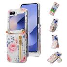 For Samsung Galaxy Z Flip6 POLA Rose Pattern Multi-Card Slots Zipper Wallet Phone Case(White) - 1