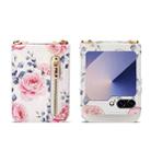 For Samsung Galaxy Z Flip6 POLA Rose Pattern Multi-Card Slots Zipper Wallet Phone Case(White) - 2