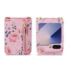 For Samsung Galaxy Z Flip6 POLA Rose Pattern Multi-Card Slots Zipper Wallet Phone Case(Pink) - 2