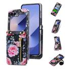 For Samsung Galaxy Z Flip6 POLA Rose Pattern Multi-Card Slots Zipper Wallet Phone Case(Black) - 1