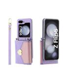 For Samsung Galaxy Z Flip5 POLA Color Block Love Buckle Multi-Card Slots Wallet Phone Case(Purple) - 1