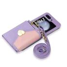 For Samsung Galaxy Z Flip5 POLA Color Block Love Buckle Multi-Card Slots Wallet Phone Case(Purple) - 2