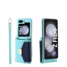 For Samsung Galaxy Z Flip5 POLA Color Block Love Buckle Multi-Card Slots Wallet Phone Case(Blue) - 1