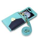 For Samsung Galaxy Z Flip5 POLA Color Block Love Buckle Multi-Card Slots Wallet Phone Case(Blue) - 2