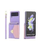 For Samsung Galaxy Z Flip4 POLA Color Block Love Buckle Multi-Card Slots Wallet Phone Case(Purple) - 1