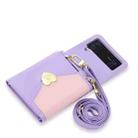 For Samsung Galaxy Z Flip4 POLA Color Block Love Buckle Multi-Card Slots Wallet Phone Case(Purple) - 2