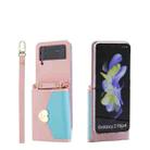 For Samsung Galaxy Z Flip3 5G POLA Color Block Love Buckle Multi-Card Slots Wallet Phone Case(Pink) - 1