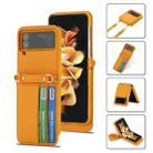 For Samsung Galaxy Z Flip4 POLA Light Luxury Card Slots Leather Phone Case(Yellow) - 1