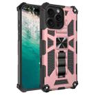 For iPhone 16 Pro Max Armor Shockproof TPU Hybrid PC Magnetic Phone Case with Holder(Rose Gold) - 1