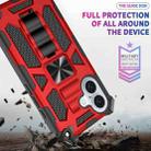 For iPhone 16 Plus Armor Shockproof TPU Hybrid PC Magnetic Phone Case with Holder(Red) - 3