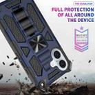 For iPhone 16 Plus Armor Shockproof TPU Hybrid PC Magnetic Phone Case with Holder(Blue) - 3