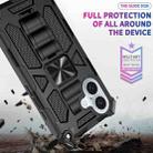 For iPhone 16 Plus Armor Shockproof TPU Hybrid PC Magnetic Phone Case with Holder(Silver) - 3