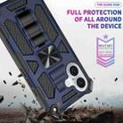 For iPhone 16 Armor Shockproof TPU Hybrid PC Magnetic Phone Case with Holder(Blue) - 3