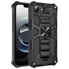 For iPhone 16e Armor Shockproof TPU Hybrid PC Magnetic Phone Case with Holder(Black) - 1