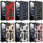 For iPhone 16e Armor Shockproof TPU Hybrid PC Magnetic Phone Case with Holder(Red) - 2