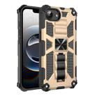 For iPhone 16e Armor Shockproof TPU Hybrid PC Magnetic Phone Case with Holder(Gold) - 1