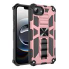 For iPhone 16e Armor Shockproof TPU Hybrid PC Magnetic Phone Case with Holder(Rose Gold) - 1
