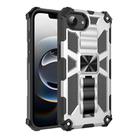 For iPhone 16e Armor Shockproof TPU Hybrid PC Magnetic Phone Case with Holder(Silver) - 1