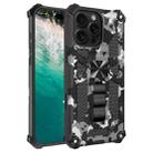 For iPhone 16 Pro Max Camouflage Armor Kickstand TPU Hybrid PC Magnetic Phone Case(Black) - 1