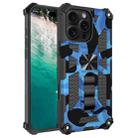 For iPhone 16 Pro Max Camouflage Armor Kickstand TPU Hybrid PC Magnetic Phone Case(Blue) - 1