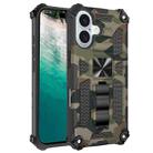 For iPhone 16 Plus Camouflage Armor Kickstand TPU Hybrid PC Magnetic Phone Case(Army Green) - 1