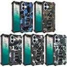 For iPhone 16 Plus Camouflage Armor Kickstand TPU Hybrid PC Magnetic Phone Case(Navy Blue) - 2