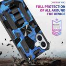 For iPhone 16 Camouflage Armor Kickstand TPU Hybrid PC Magnetic Phone Case(Blue) - 3