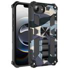 For iPhone 16e Camouflage Armor Kickstand TPU Hybrid PC Magnetic Phone Case(Navy Blue) - 1
