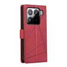 For Xiaomi 15 PU Genuine Leather Texture Embossed Line Phone Case(Red) - 3