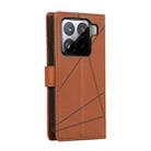 For Xiaomi 15 PU Genuine Leather Texture Embossed Line Phone Case(Brown) - 3