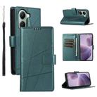 For Xiaomi Poco X7 Pro / Redmi Turbo 4 PU Genuine Leather Texture Embossed Line Phone Case(Green) - 1
