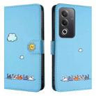 For OPPO A3 Pro Cartoon Cats Leather Phone Case(Blue) - 2