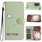 For OPPO A3 Pro Cartoon Cats Leather Phone Case(Green) - 1