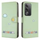 For OPPO A3 Pro Cartoon Cats Leather Phone Case(Green) - 2