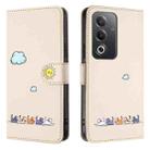 For OPPO A3 Pro Cartoon Cats Leather Phone Case(Beige White) - 2