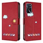 For OPPO A16 / A16s Cartoon Cats Leather Phone Case(Red) - 2
