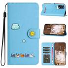 For OPPO A16 / A16s Cartoon Cats Leather Phone Case(Blue) - 1