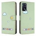 For OPPO A16 / A16s Cartoon Cats Leather Phone Case(Green) - 2