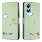 For OPPO A17 4G Cartoon Cats Leather Phone Case(Green) - 2