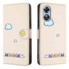 For OPPO A17 4G Cartoon Cats Leather Phone Case(Beige White) - 2