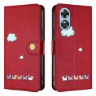 For OPPO A18 4G Cartoon Cats Leather Phone Case(Red) - 2