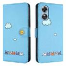 For OPPO A18 4G Cartoon Cats Leather Phone Case(Blue) - 2