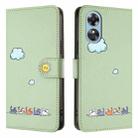 For OPPO A18 4G Cartoon Cats Leather Phone Case(Green) - 2