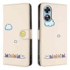 For OPPO A18 4G Cartoon Cats Leather Phone Case(Beige White) - 2