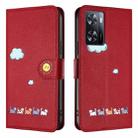 For OPPO A57 5G / 4G Cartoon Cats Leather Phone Case(Red) - 2