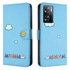 For OPPO A57 5G / 4G Cartoon Cats Leather Phone Case(Blue) - 2