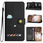 For OPPO A57 5G / 4G Cartoon Cats Leather Phone Case(Black) - 1